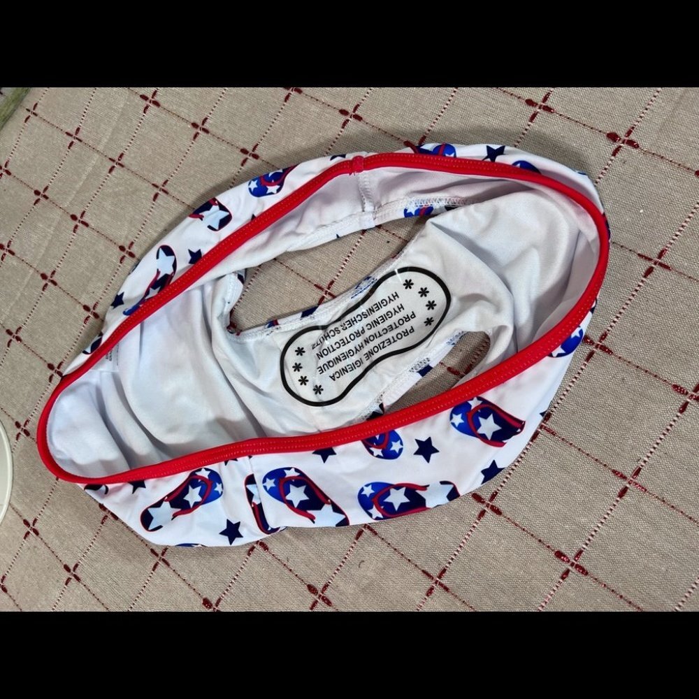 Undercurrent Juniors Patriotic Flip Flop 2 Piece Swimsuit Large Bikini New - Picture 10 of 11